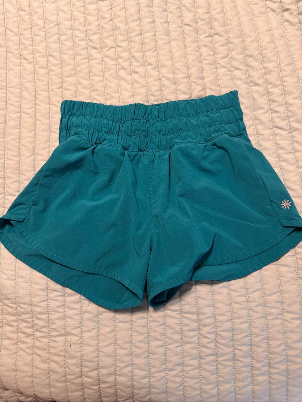 Athleta Teal Girls' Athletic Shorts with Smocked Waist
